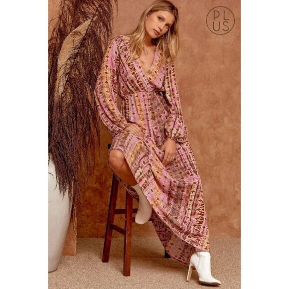 ANDREE BY UNIT Dresses & Skirts - Andree By Unit Fun Woven Printed Maxi Dress Western Boho Bohemian New S-L D10321